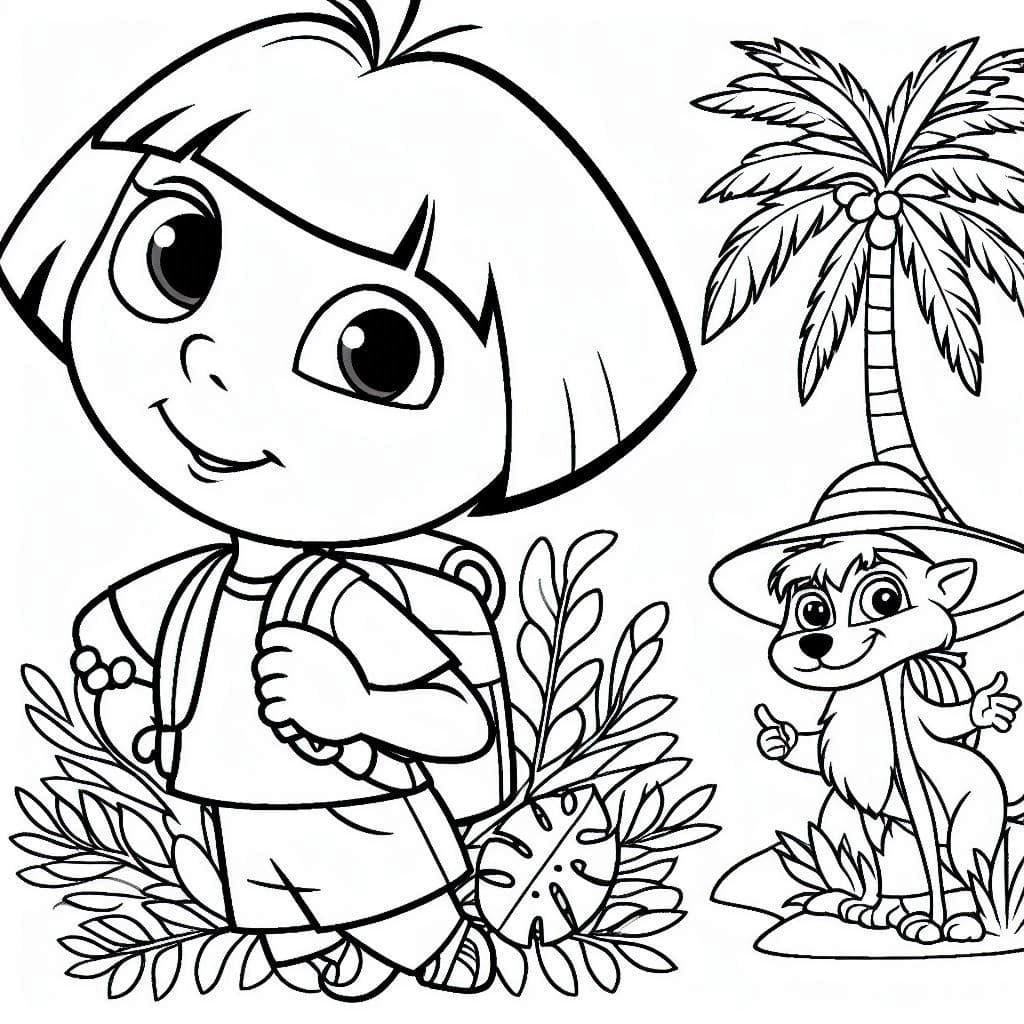 Beautiful Dora the Explorer - Adventurous Free Coloring Pages for Kids! - free coloring page image 4 of 4