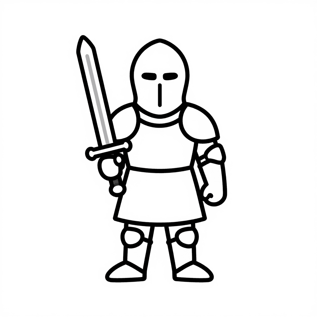 A Knight With Sword Coloring Page - free coloring page image 3 of 3