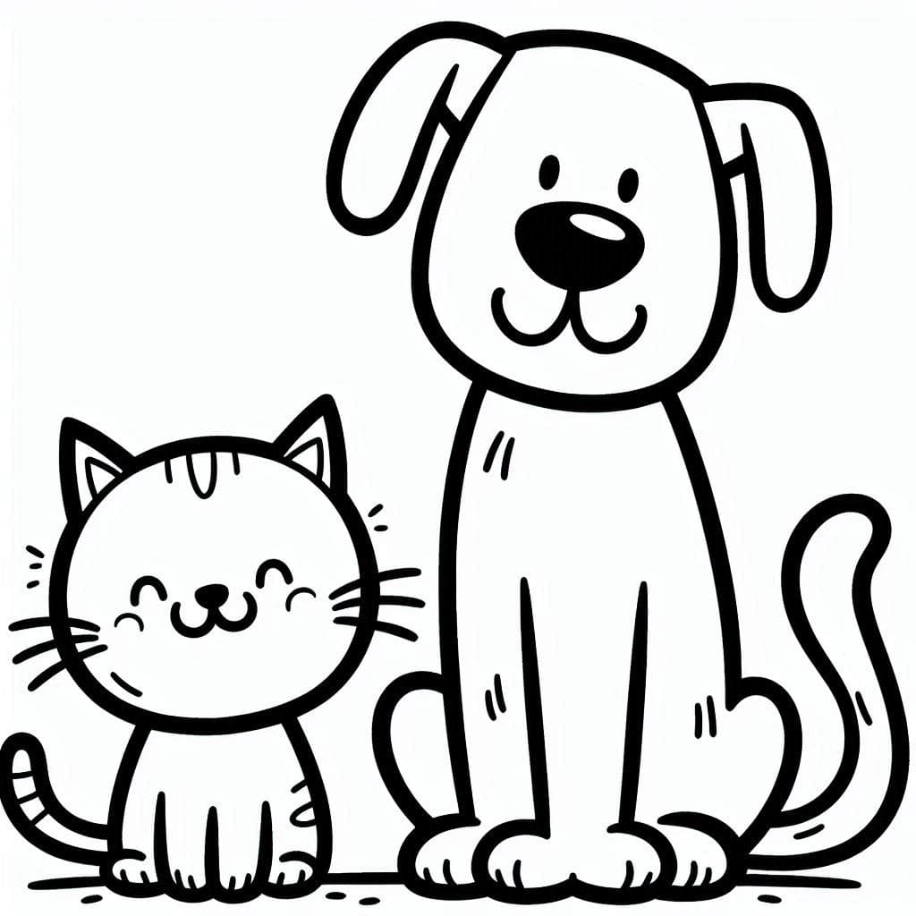 Cat and Dog - Adorable Free Coloring Pages for Animal Lovers! - free coloring page image 4 of 4