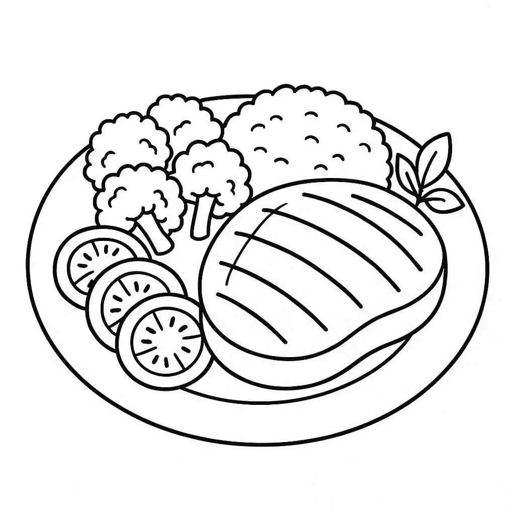 Tasty Foods on a Plate - free coloring page image 6 of 6