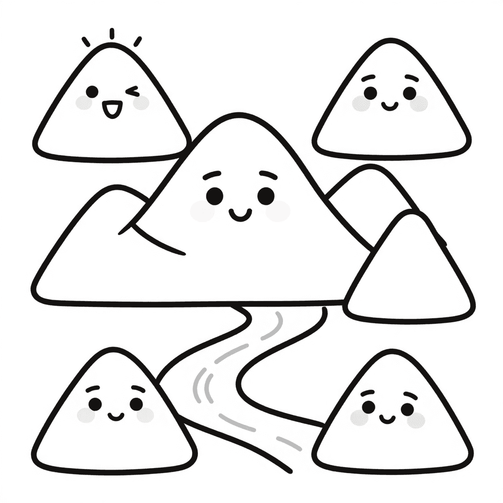 Mountain With River Coloring Page - free coloring page image 2 of 3
