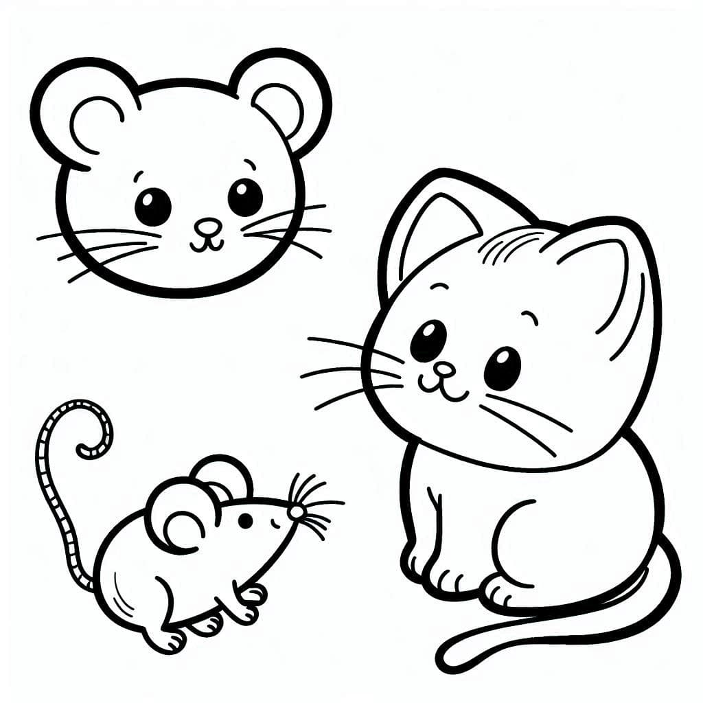 A Cat and Mouse - Playful Free Coloring Pages for Animated Fun! - free coloring page image 3 of 4