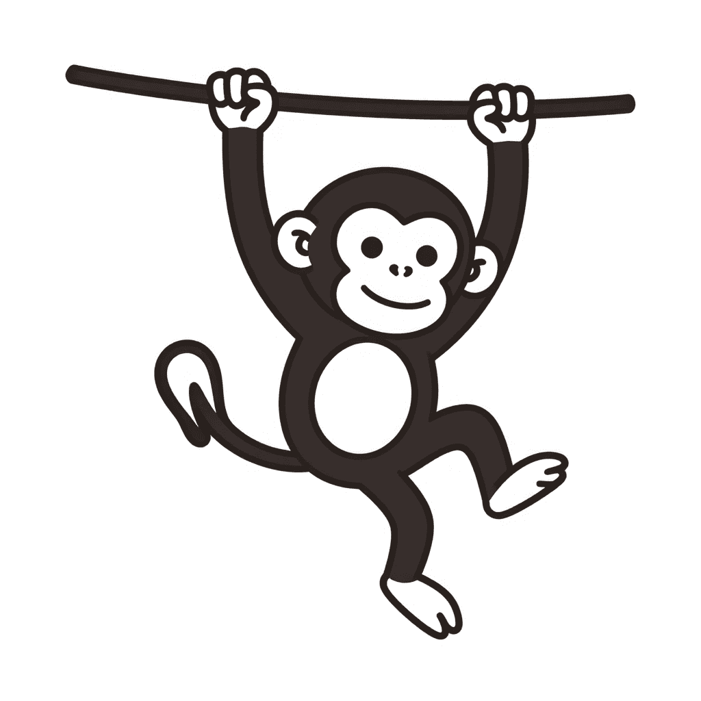 A Monkey Swinging On Vine Coloring Page - free coloring page image 2 of 3