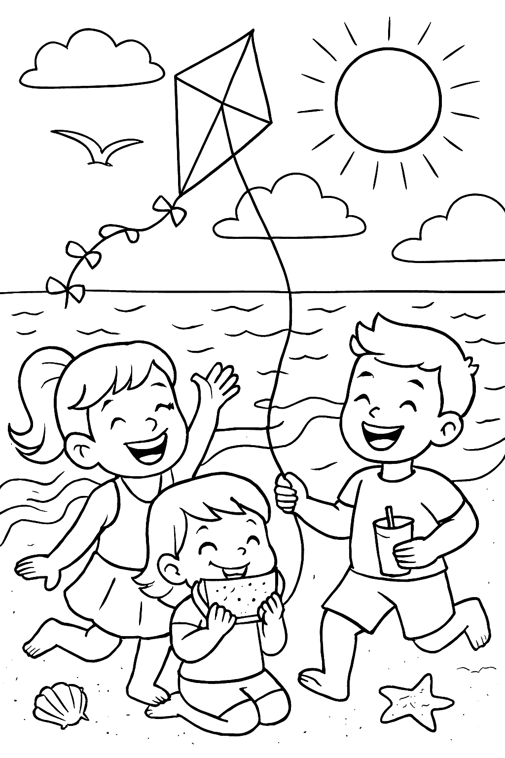 Beach : Sun, Sand & Smiles - free coloring page image 10 of 10