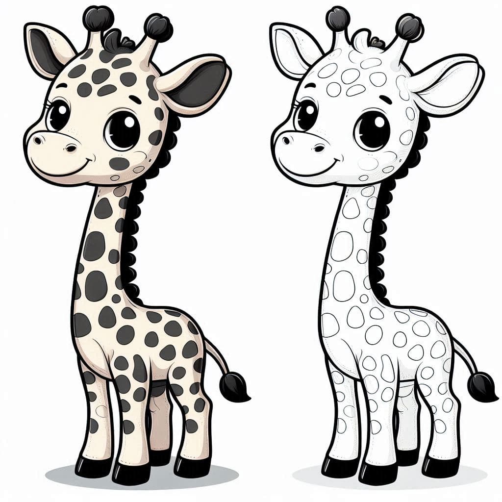 Giraffe Cartoon – A Tall and Fun Coloring Adventure - free coloring page image 2 of 4