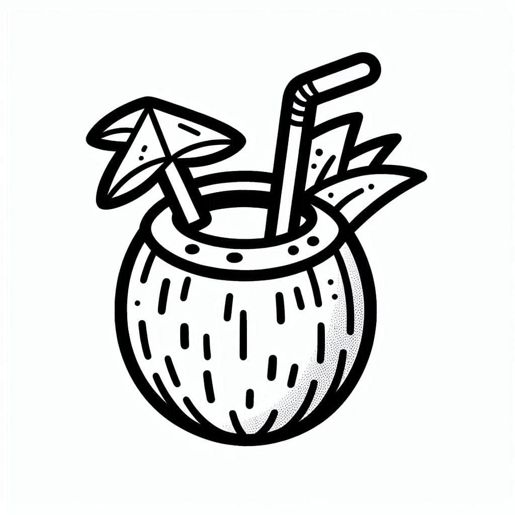 Cool Coconut Sippin’ Time! - free coloring page image 4 of 4