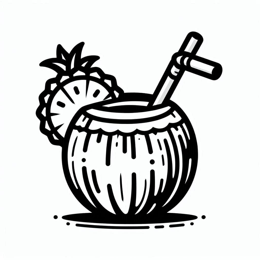 Cool Coconut Sippin’ Time! - free coloring page image 3 of 4