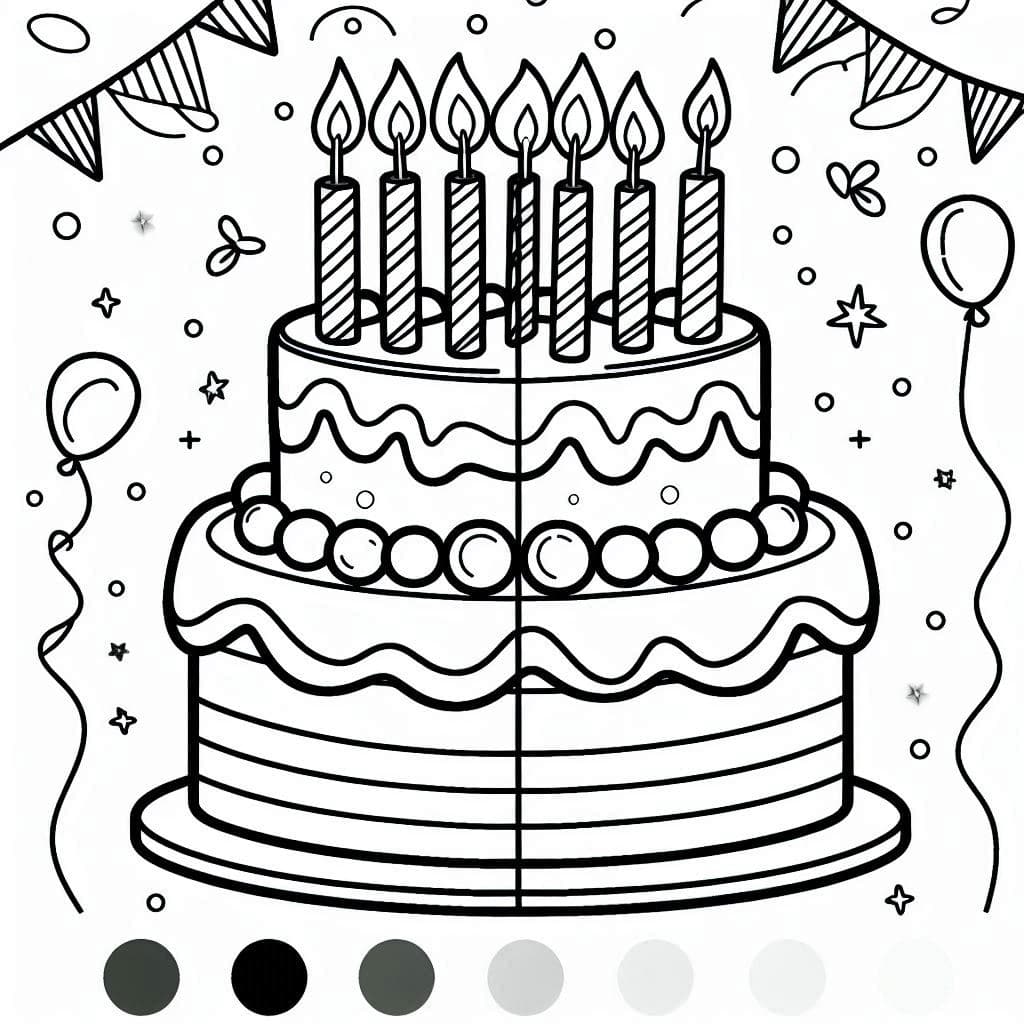 Birthday Cake - Sweet and Festive Free Coloring Pages for Celebrations! - free coloring page image 4 of 4