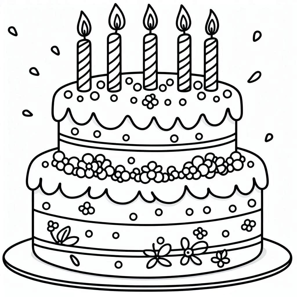 Birthday Cake - Sweet and Festive Free Coloring Pages for Celebrations! - free coloring page image 3 of 4