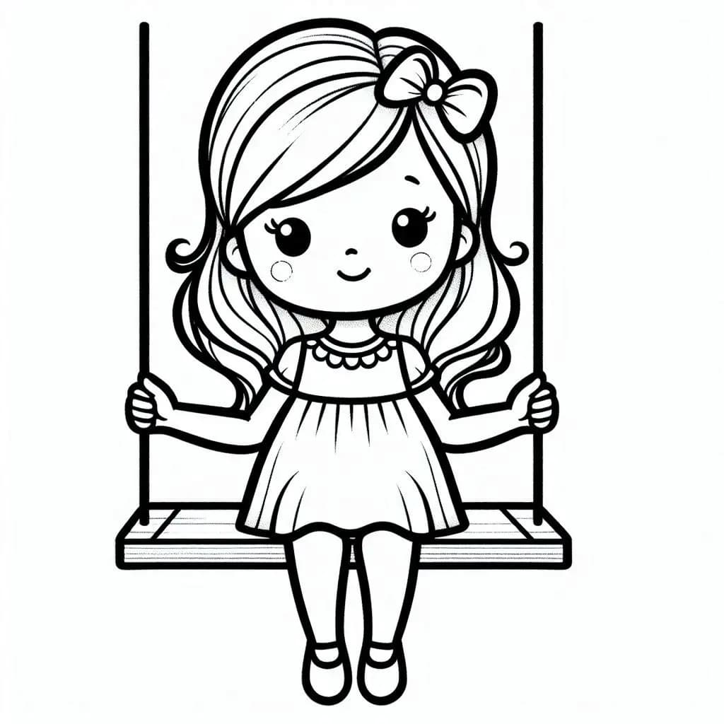 Little Girl on a Swing - Joyful Free Coloring Pages for Sunny Days! - free coloring page image 4 of 4