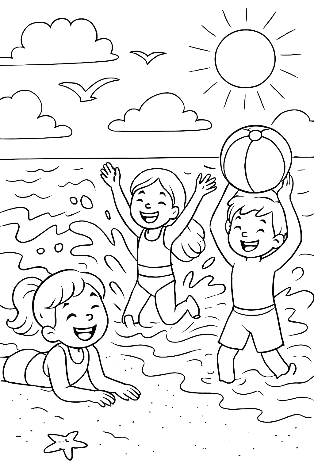 Beach : Sun, Sand & Smiles - free coloring page image 8 of 10