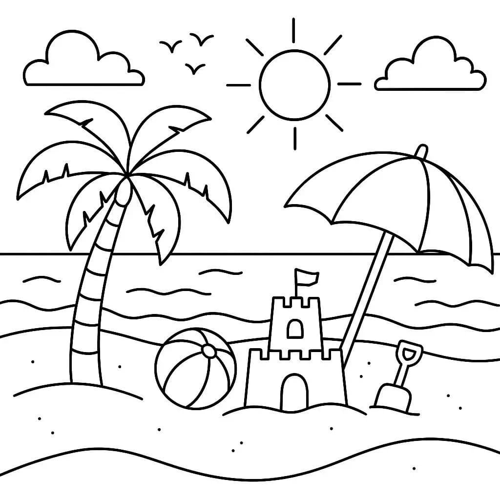Beach : Sun, Sand & Smiles - free coloring page image 4 of 10
