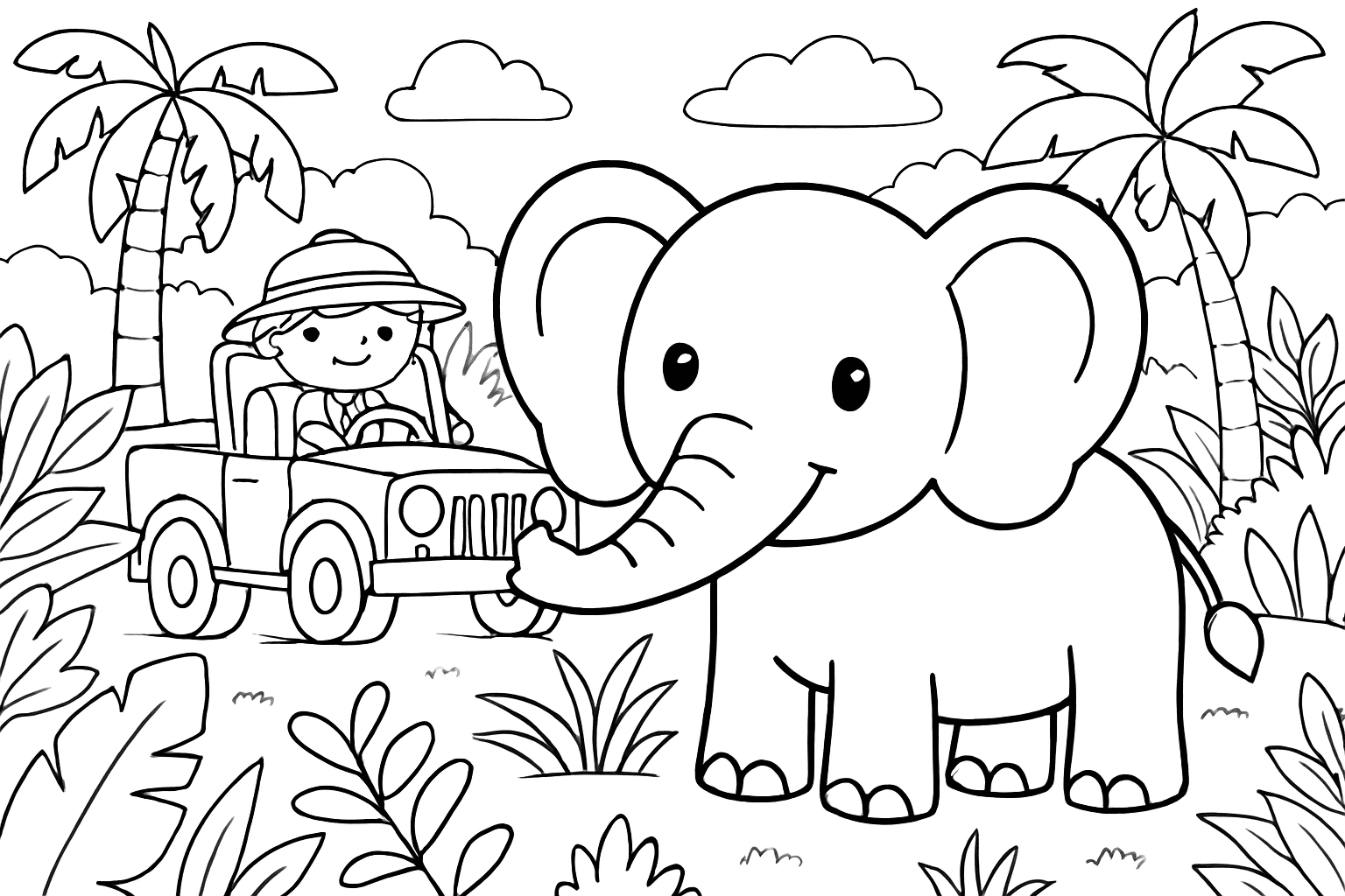 Cute Elephant Coloring Page for Kids - free coloring page image 7 of 8