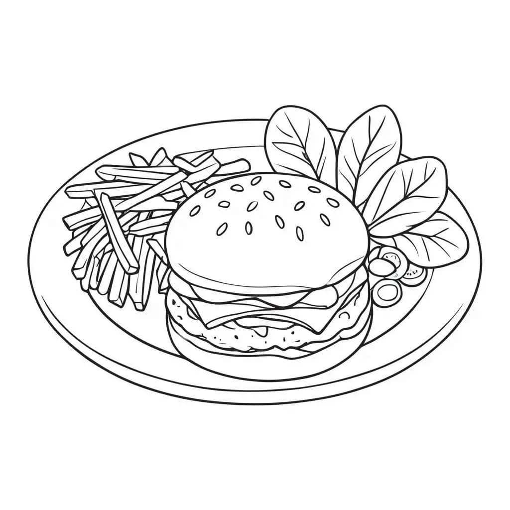 Tasty Foods on a Plate - free coloring page image 5 of 6