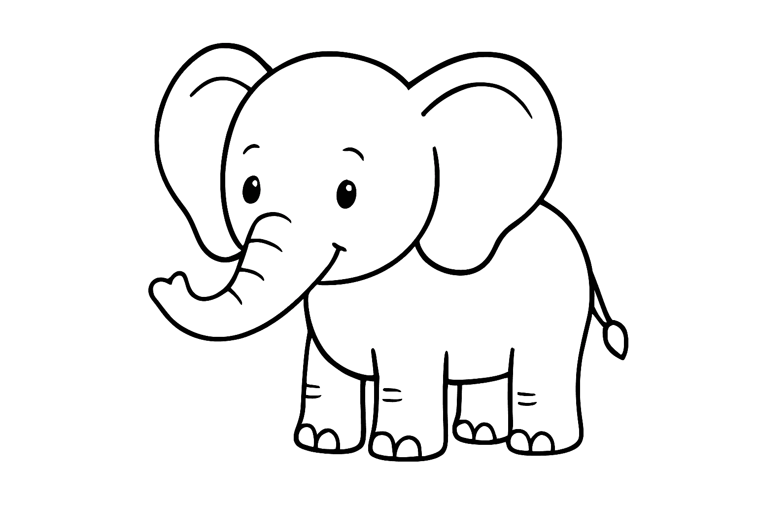 Cute Elephant Coloring Page for Kids - free coloring page image 3 of 8