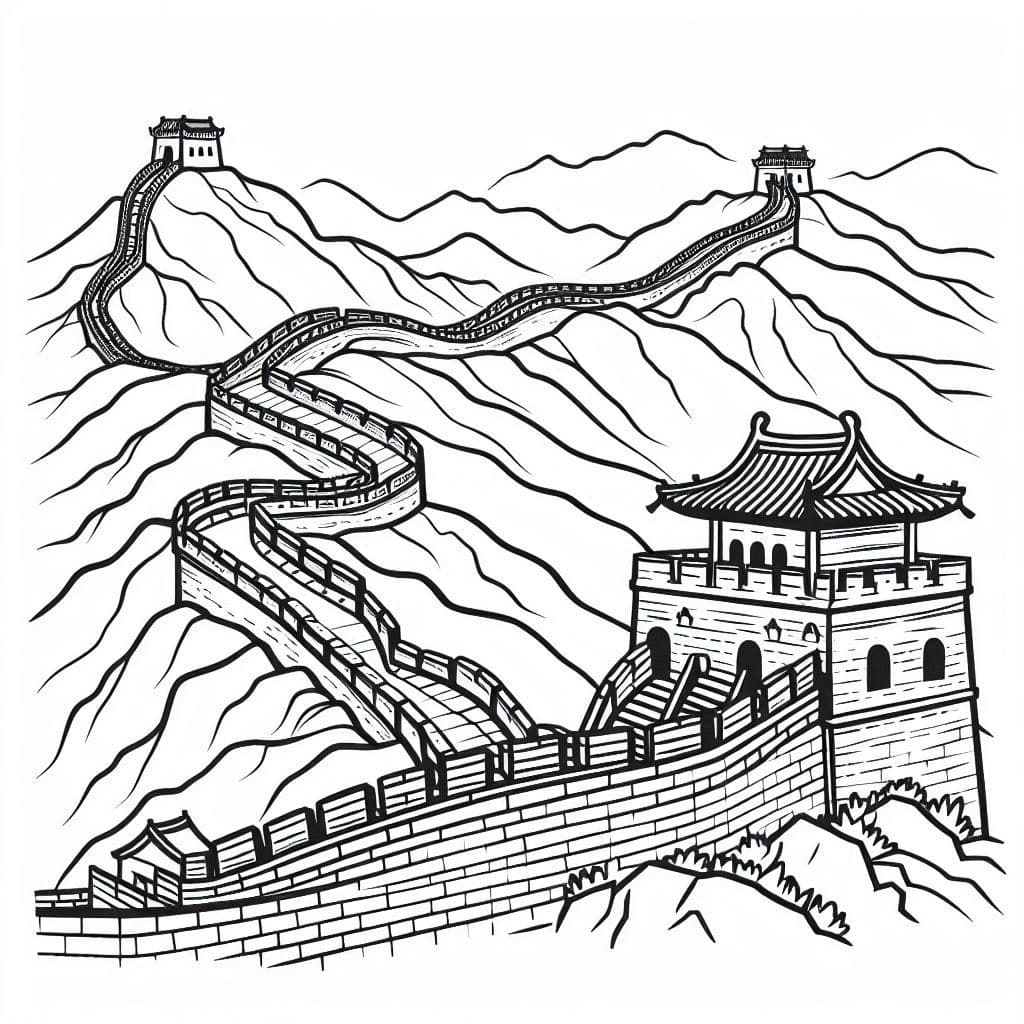 Great Wall of China - Majestic Free Coloring Pages for History & Adventure Lovers! - free coloring page image 4 of 4
