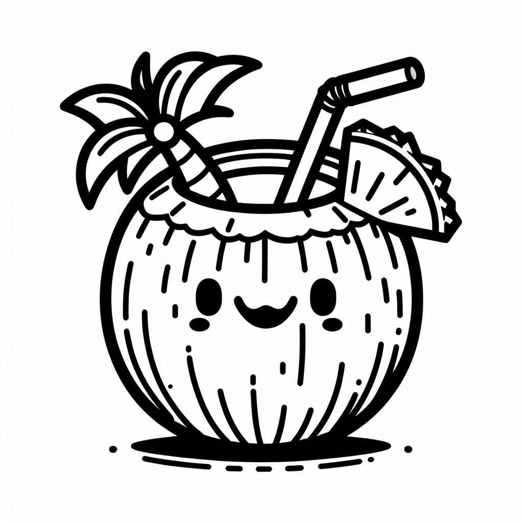 Cool Coconut Sippin’ Time! - free coloring page image 2 of 4