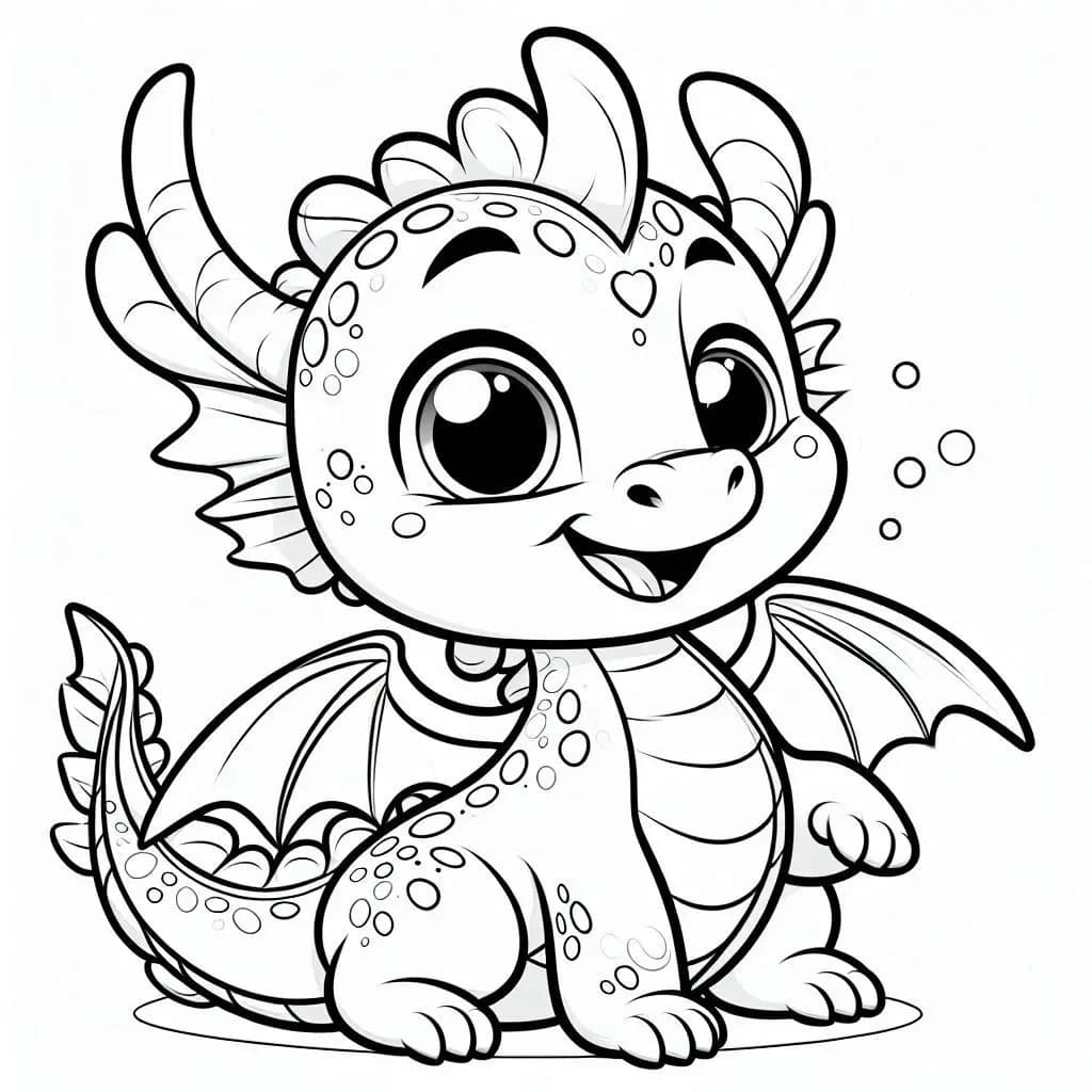 Smiling Dragon - Friendly Free Coloring Pages for Mythical Fun! - free coloring page image 4 of 4