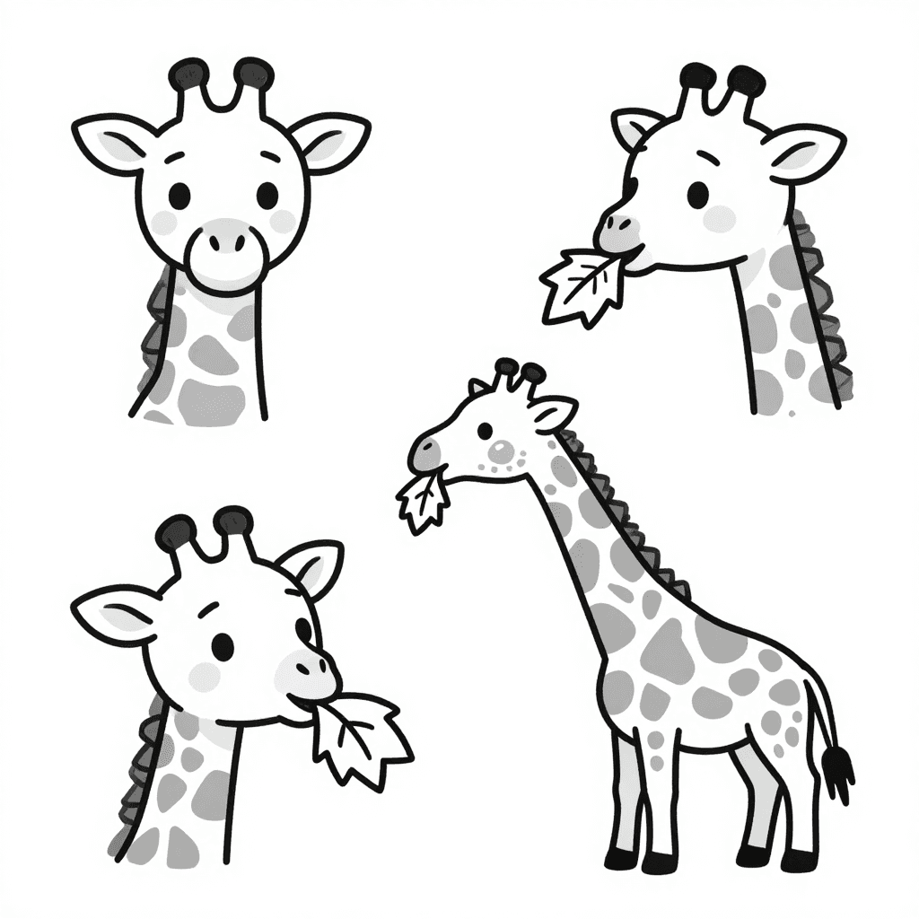 A Giraffe Eating Leaves Coloring Page - free coloring page image 2 of 3