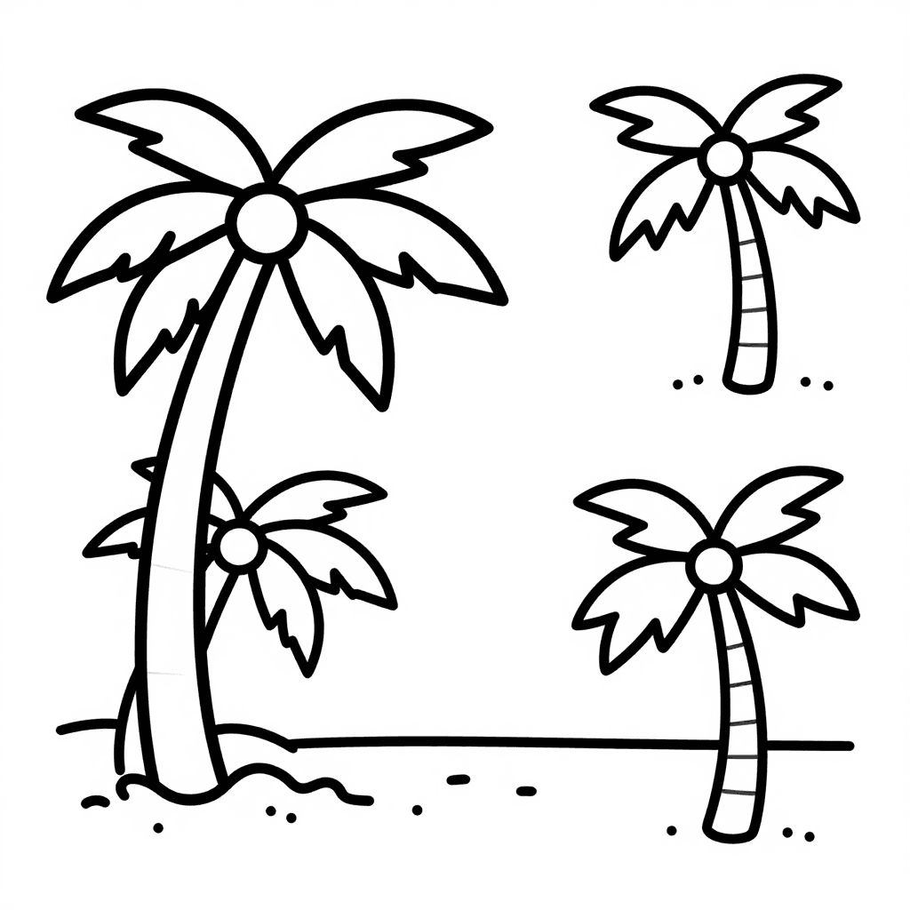 Palm Tree On Beach Coloring Page - free coloring page image 2 of 3