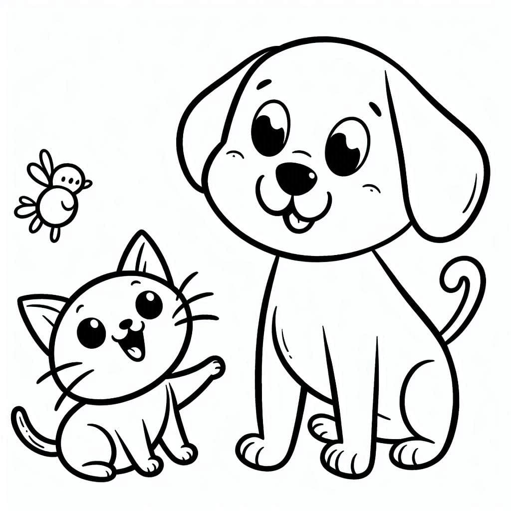 Cat and Dog - Adorable Free Coloring Pages for Animal Lovers! - free coloring page image 3 of 4