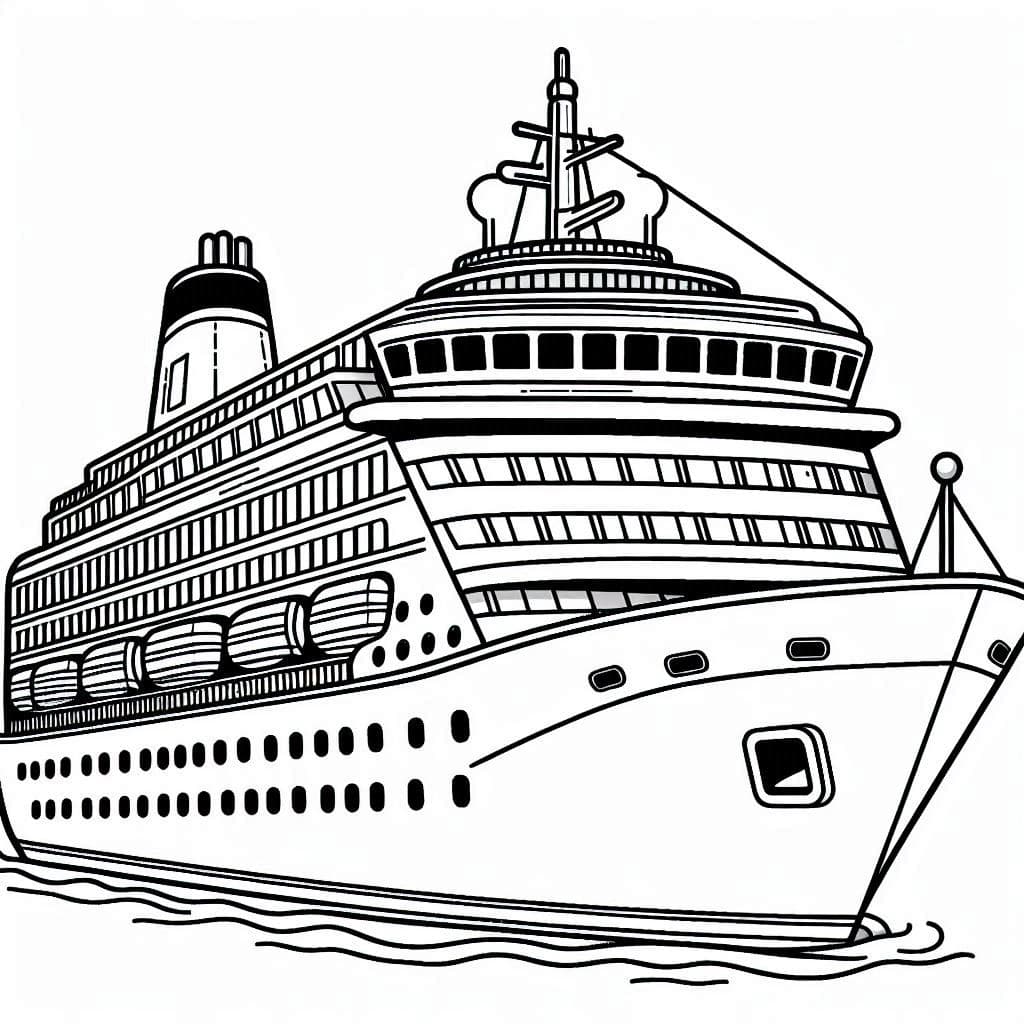 Cruise Ship – A Grand Adventure on the Open Seas! - free coloring page image 3 of 4