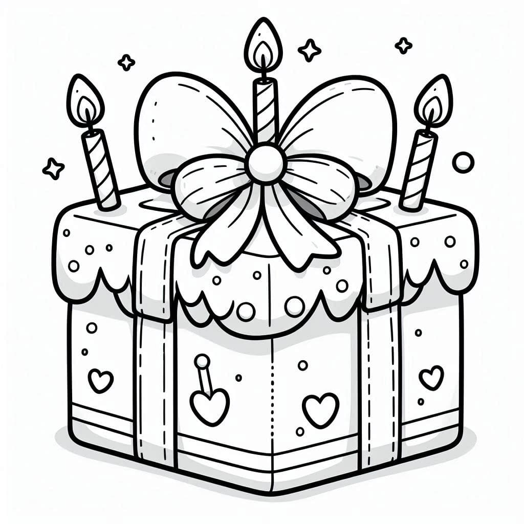 Birthday Box - Festive Free Coloring Pages for Party Fun! - free coloring page image 2 of 4
