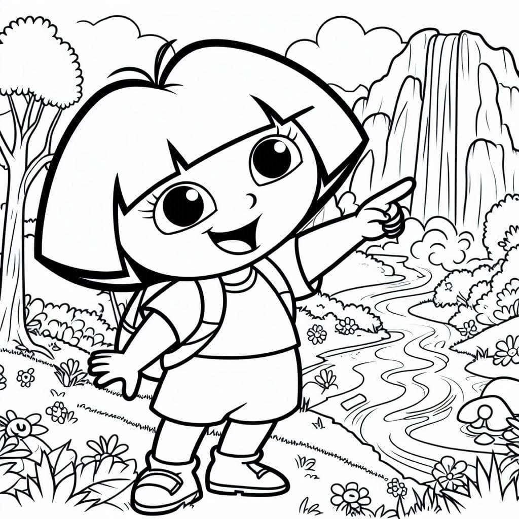 Beautiful Dora the Explorer - Adventurous Free Coloring Pages for Kids! - free coloring page image 2 of 4