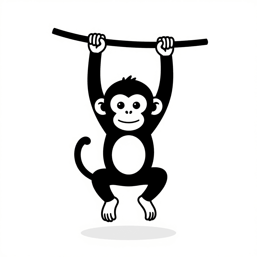 A Monkey Swinging On Vine Coloring Page - free coloring page image 3 of 3